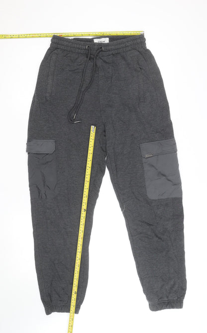 Firetrap Men's Grey Jogger Cargo Sweatpants M Elastic Waist Pockets