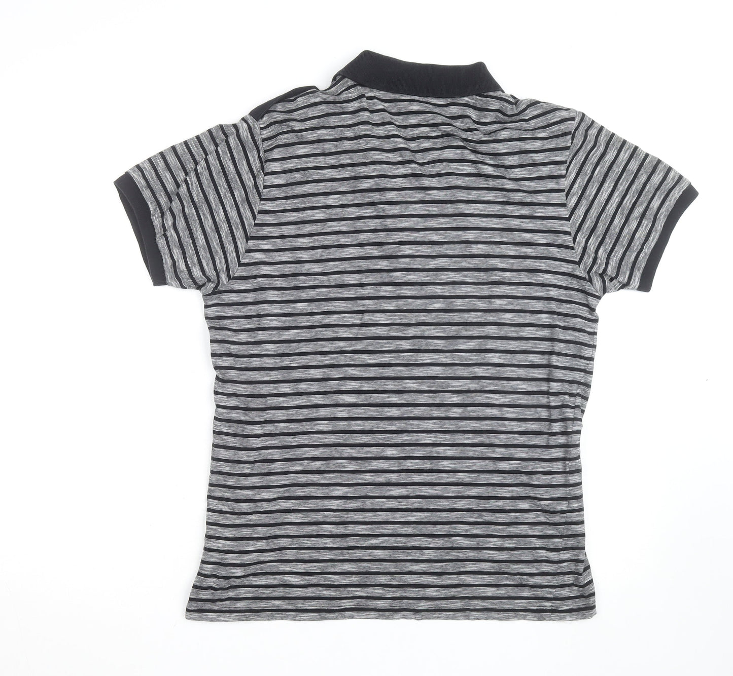 Ben Sherman Men's Grey Striped Cotton Polo Shirt Size L