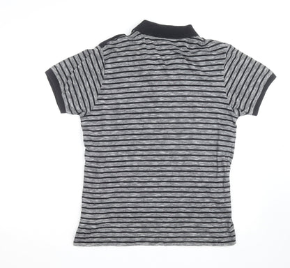 Ben Sherman Men's Grey Striped Cotton Polo Shirt Size L