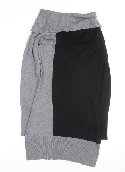 Jane Norman Women's Grey & Black Cowl Neck Slim Fit Jumper Size 10