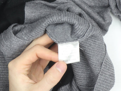 Jane Norman Women's Grey & Black Cowl Neck Slim Fit Jumper Size 10