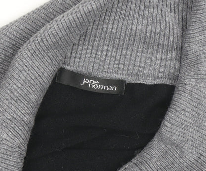 Jane Norman Women's Grey & Black Cowl Neck Slim Fit Jumper Size 10