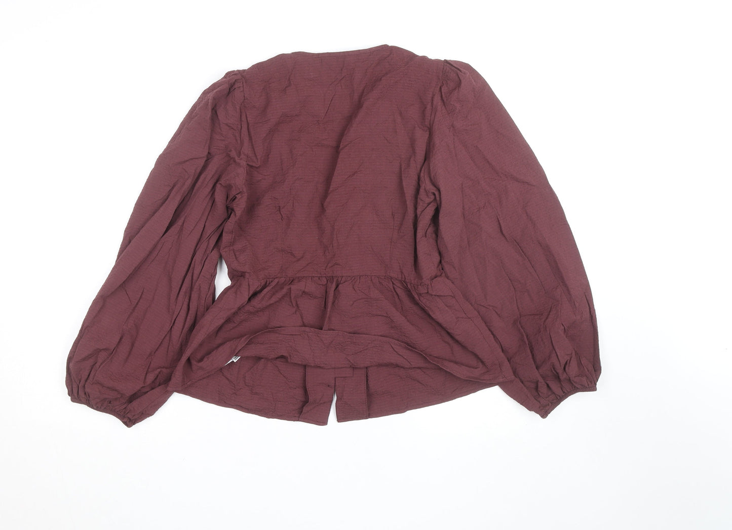Nobody's Child Women's Brown V-Neck Long Sleeve Blouse Size 8
