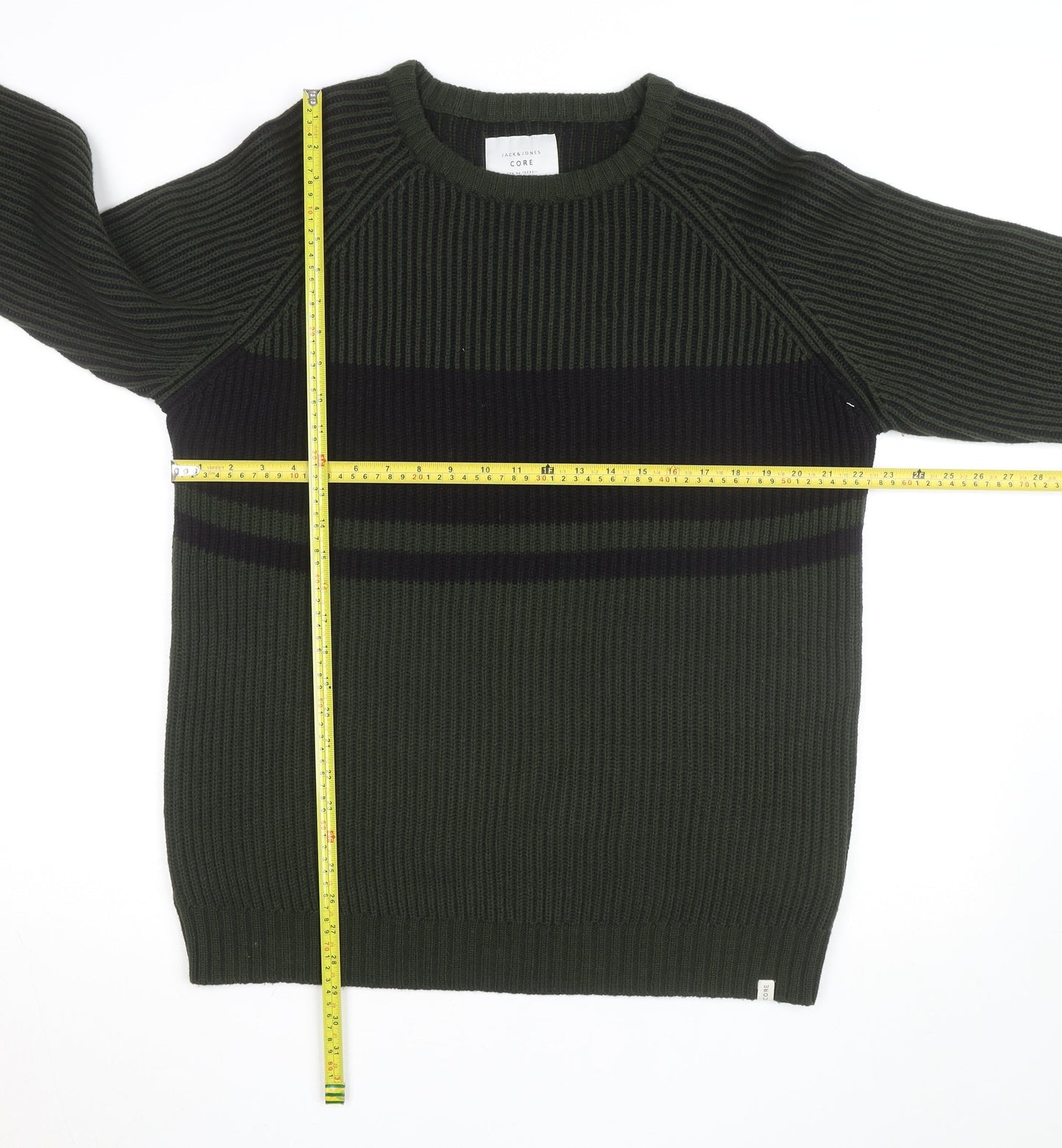 Jack & Jones Men's Green 2XL Crew Neck Ribbed Knit Pullover Jumper