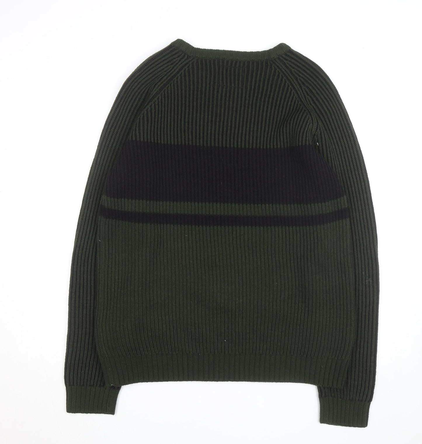 Jack & Jones Men's Green 2XL Crew Neck Ribbed Knit Pullover Jumper