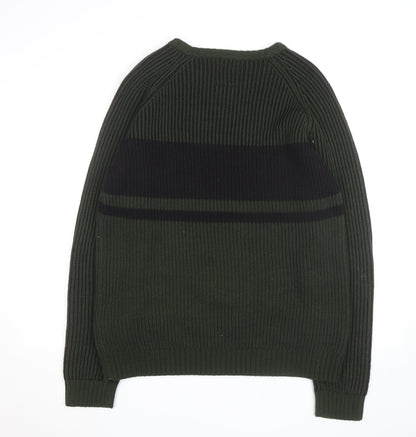 Jack & Jones Men's Green 2XL Crew Neck Ribbed Knit Pullover Jumper