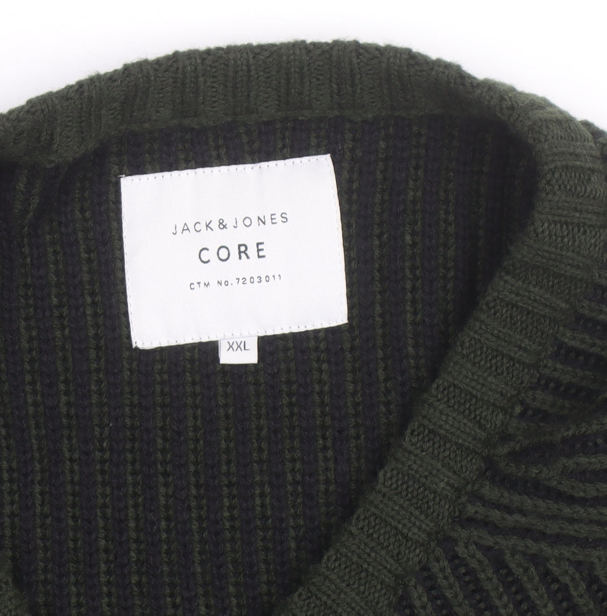 Jack & Jones Men's Green 2XL Crew Neck Ribbed Knit Pullover Jumper