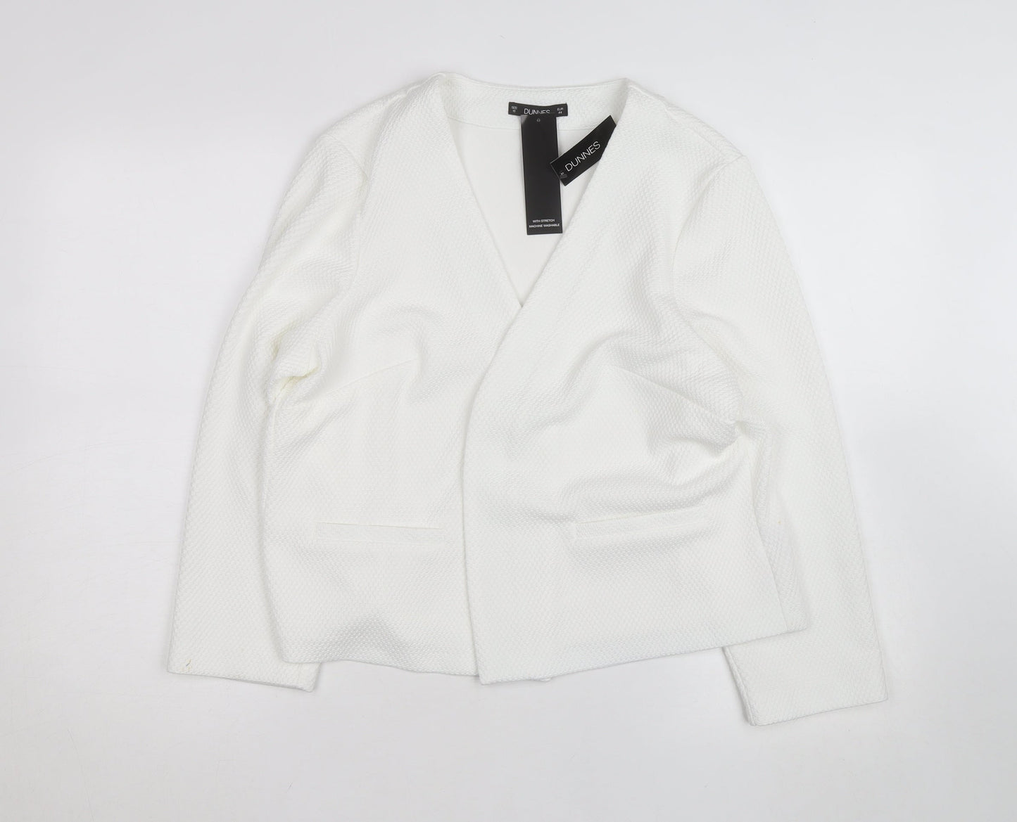 Dunnes White Long Sleeve Open Cardigan Sweatshirt Size 16