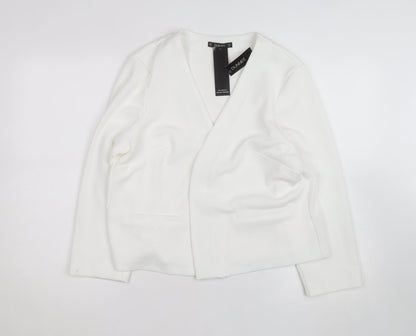 Dunnes White Long Sleeve Open Cardigan Sweatshirt Size 16