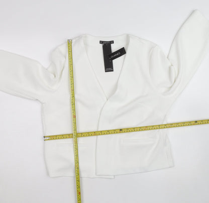 Dunnes White Long Sleeve Open Cardigan Sweatshirt Size 16