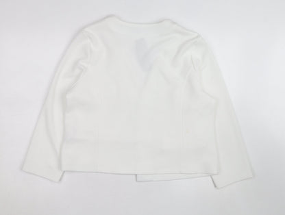 Dunnes White Long Sleeve Open Cardigan Sweatshirt Size 16