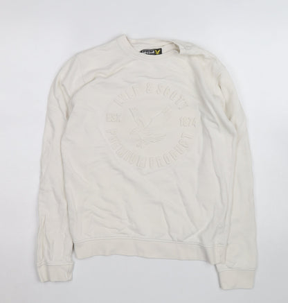 Lyle & Scott Teens White Logo Sweatshirt 14 Slim Pullover