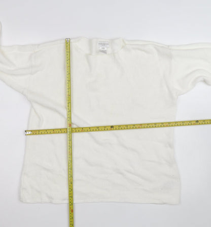 Jones New York Women Ivory Linen Cotton Knit Pullover Jumper L