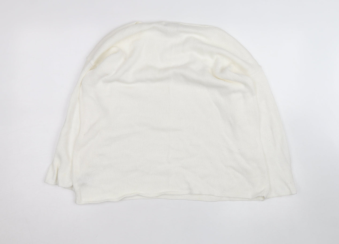 Jones New York Women Ivory Linen Cotton Knit Pullover Jumper L