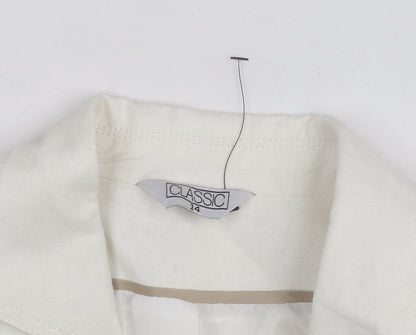 Classic Women's Ivory Linen Blend Two-Button Blazer Size 14