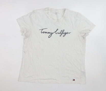 Tommy Hilfiger Women's White Cotton Crew Neck T-Shirt Size M