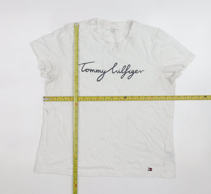 Tommy Hilfiger Women's White Cotton Crew Neck T-Shirt Size M