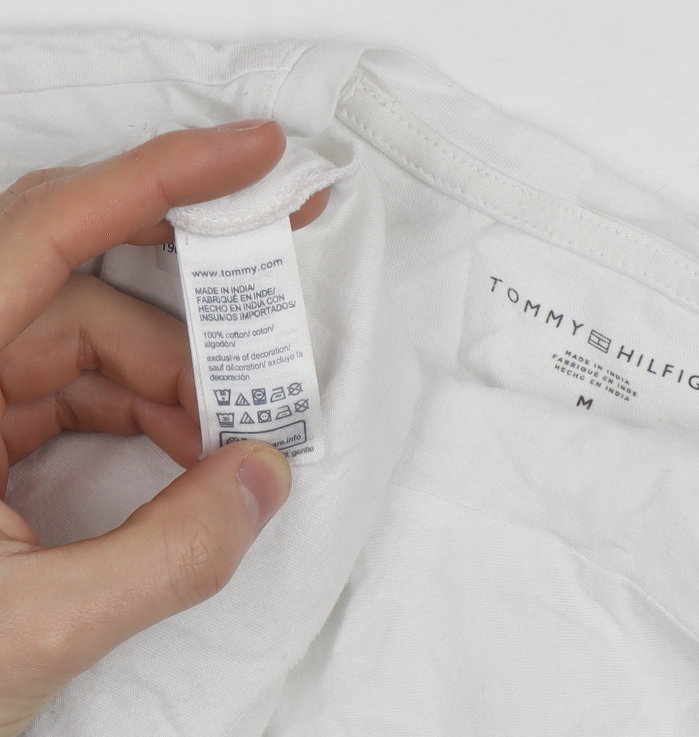 Tommy Hilfiger Women's White Cotton Crew Neck T-Shirt Size M
