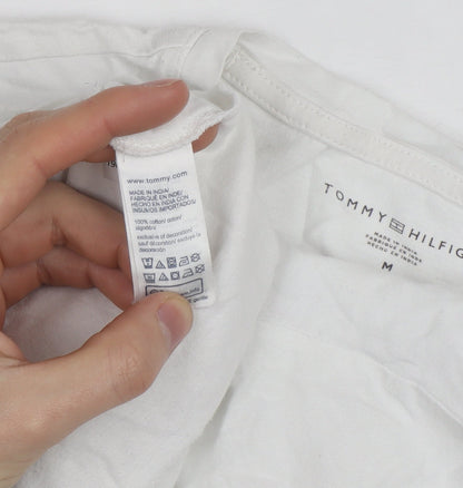 Tommy Hilfiger Women's White Cotton Crew Neck T-Shirt Size M