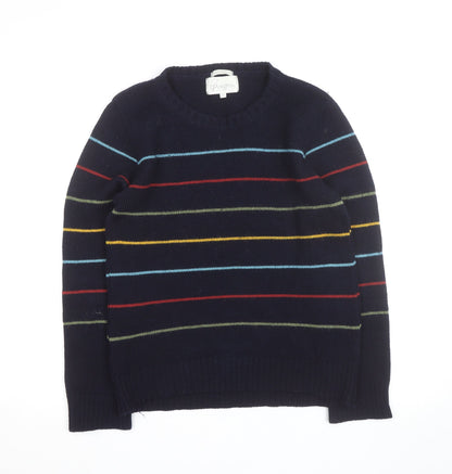 Peregrine Women's Blue Striped Wool Crew Neck Jumper L