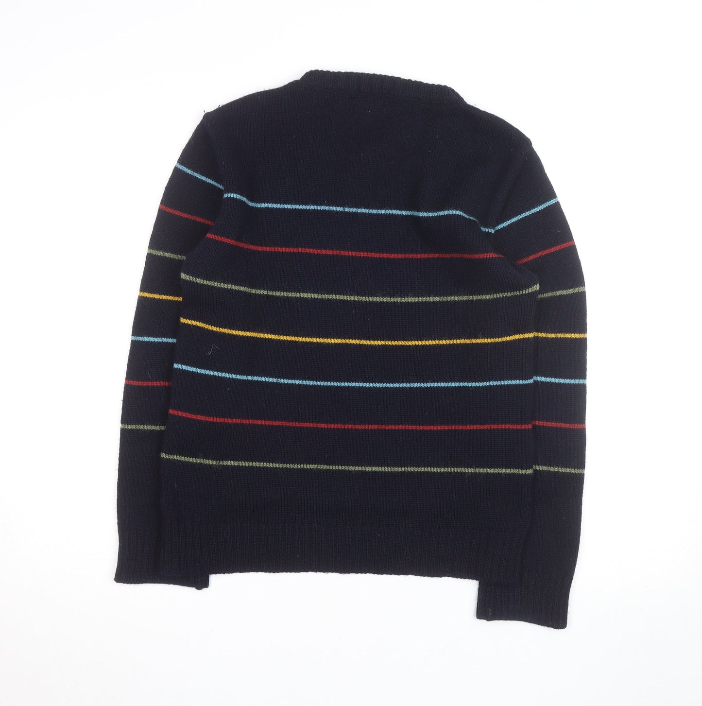 Peregrine Women's Blue Striped Wool Crew Neck Jumper L