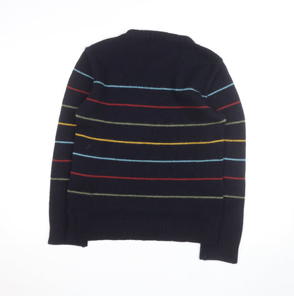 Peregrine Women's Blue Striped Wool Crew Neck Jumper L