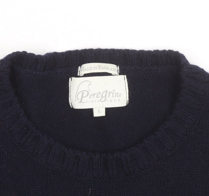 Peregrine Women's Blue Striped Wool Crew Neck Jumper L