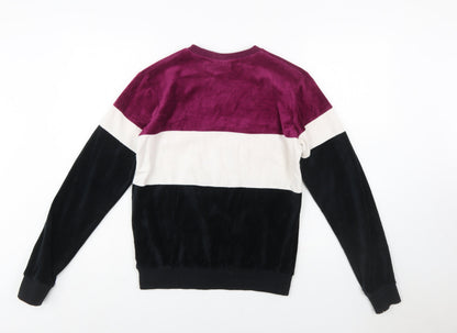 FILA Womens Colourblock Velour Sweatshirt XS Burgundy Black White