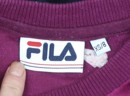 FILA Womens Colourblock Velour Sweatshirt XS Burgundy Black White