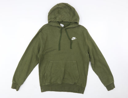 Nike Men's Green Pullover Hoodie Small Regular Fit Logo Fleece