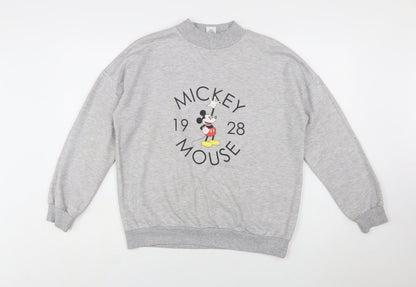 Disney Women Grey Mickey Mouse Pullover Sweatshirt Size 14