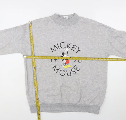 Disney Women Grey Mickey Mouse Pullover Sweatshirt Size 14