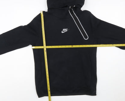Nike Men’s Black Small Hooded Sweatshirt with 1/4 Zip and Logo Print