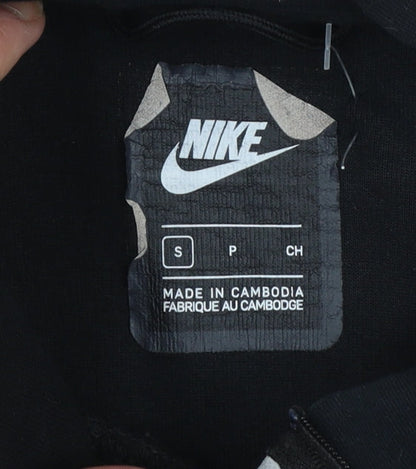 Nike Men’s Black Small Hooded Sweatshirt with 1/4 Zip and Logo Print