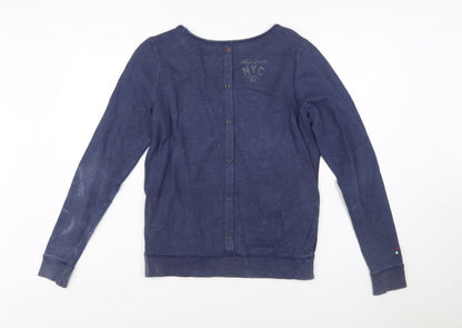 Hilfiger Denim Womens Navy Blue Pullover Sweatshirt M Sequin Heart
