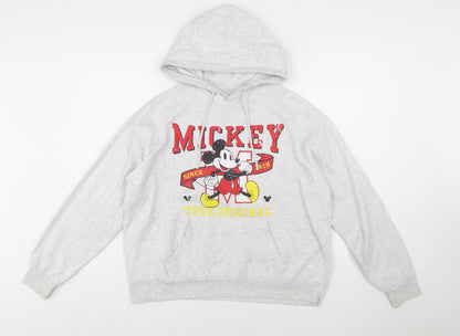 Disney Women Grey Mickey Mouse Pullover Hoodie Size 10/12