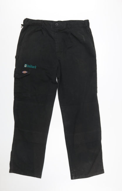 Dickies Men’s Black Cargo Work Trousers 30R Cotton Blend