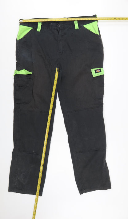 Dickies Men’s Black Cargo Work Trousers L 40in Waist Cotton Blend