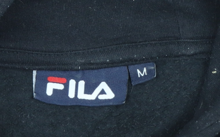 Fila Men's Black Pullover Hoodie M Logo Graphic Sweatshirt