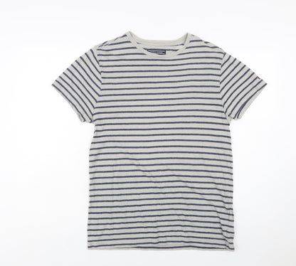 Tommy Hilfiger Men's Grey Striped Cotton Crew Neck T-Shirt Size S