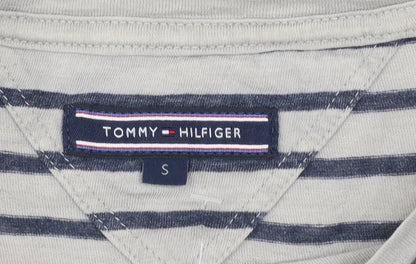 Tommy Hilfiger Men's Grey Striped Cotton Crew Neck T-Shirt Size S