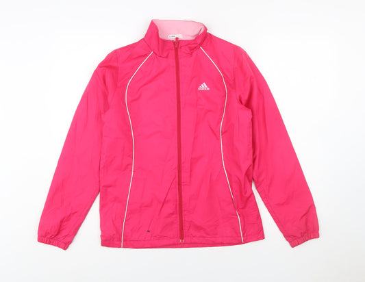 Adidas Women's Pink ClimaProof Windbreaker Jacket Size 8