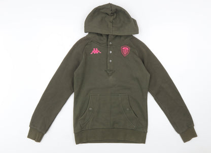 Kappa Women's Green Henley Hoodie UK 8 Cotton Blend Leeds United Style