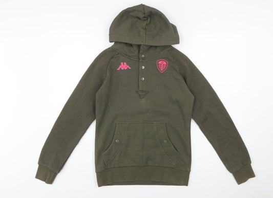 Kappa Women's Green Henley Hoodie UK 8 Cotton Blend Leeds United Style