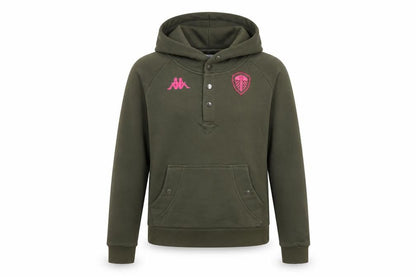 Kappa Women's Green Henley Hoodie UK 8 Cotton Blend Leeds United Style
