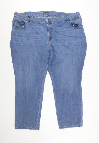 Lee Womens Blue Plus Petite Relaxed Straight Leg Mid Rise Jeans 26W