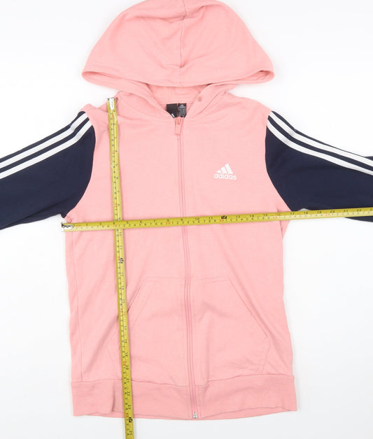 Adidas Womens Pink & Navy Full Zip Hoodie S 8-10 Sportswear