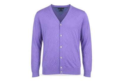 Tommy Hilfiger Men’s Purple Cotton V-Neck Cardigan Size L