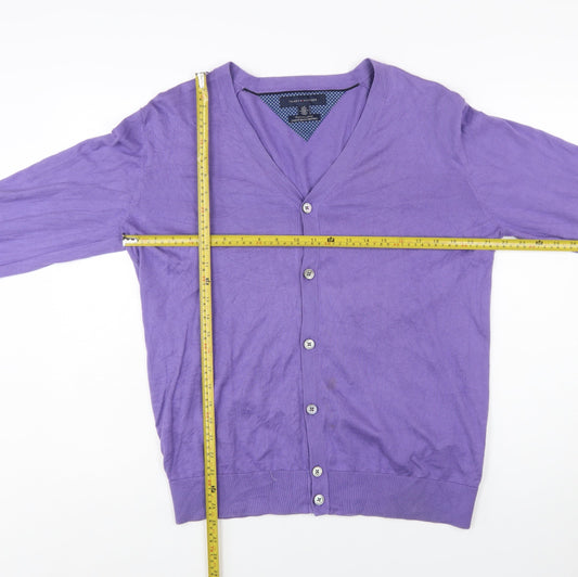 Tommy Hilfiger Men’s Purple Cotton V-Neck Cardigan Size L