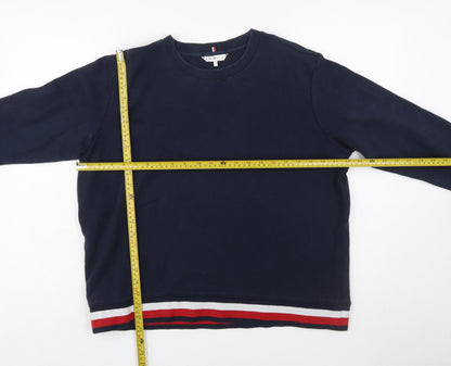 Tommy Hilfiger Womens Navy Blue Sweatshirt L Cotton Blend Crew Neck